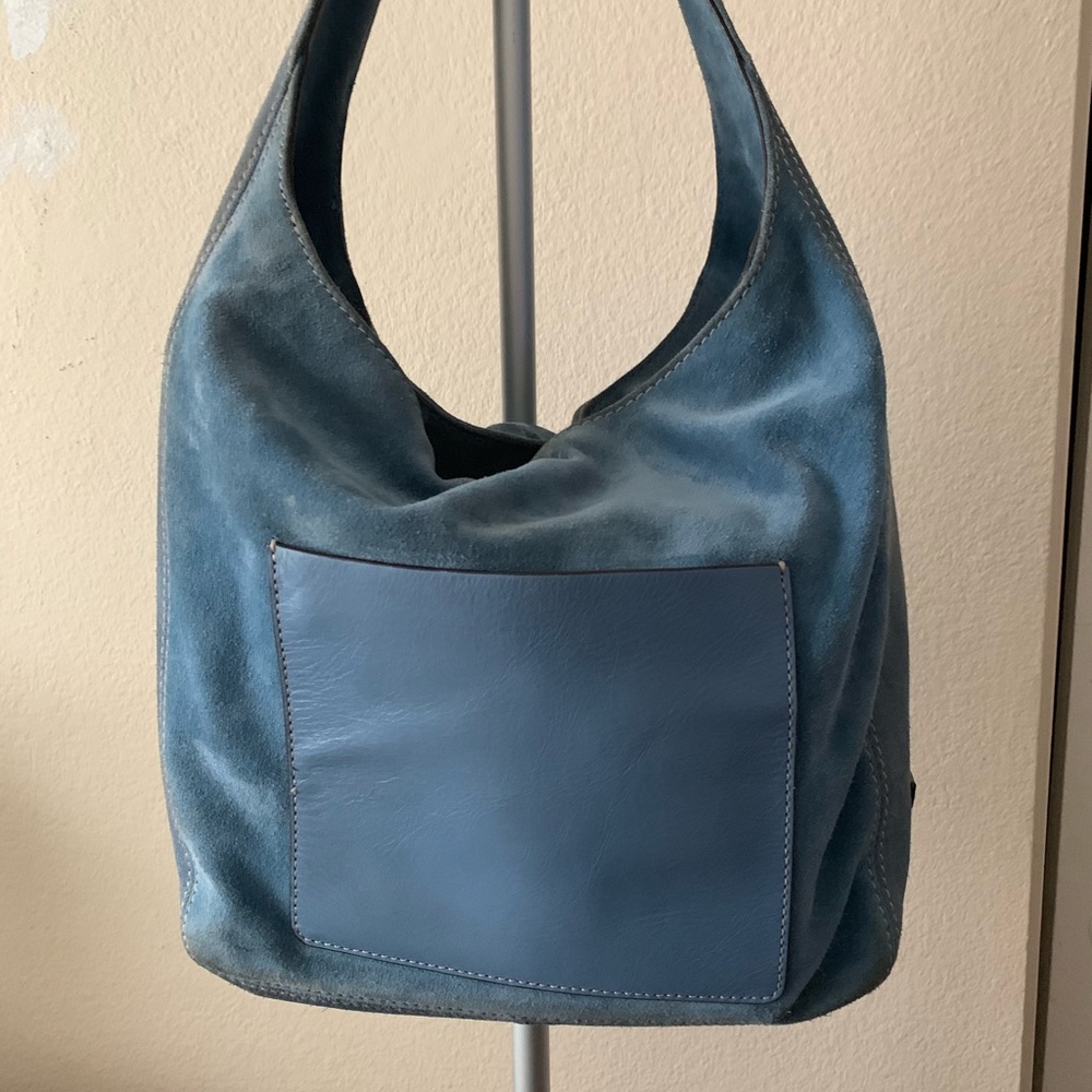 Michael Kors Blue Suede Hobo Bag